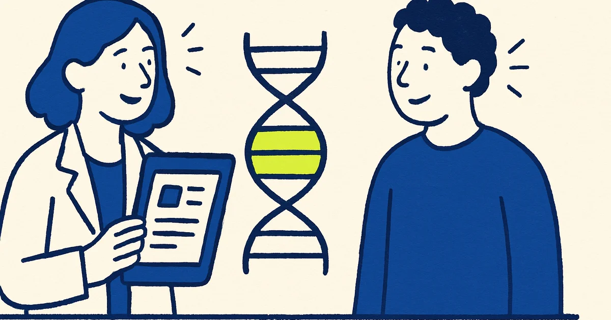 Healthcare professional discussing genetic test results with patient in consultation room
